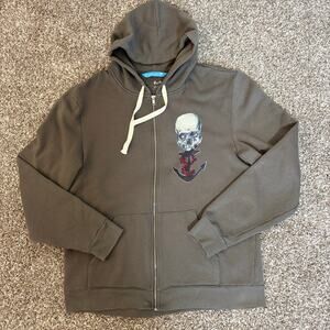 Threadless Graphic Skull Zombie Hoodie Gray L Goth Punk Emo Methiole Art Collab